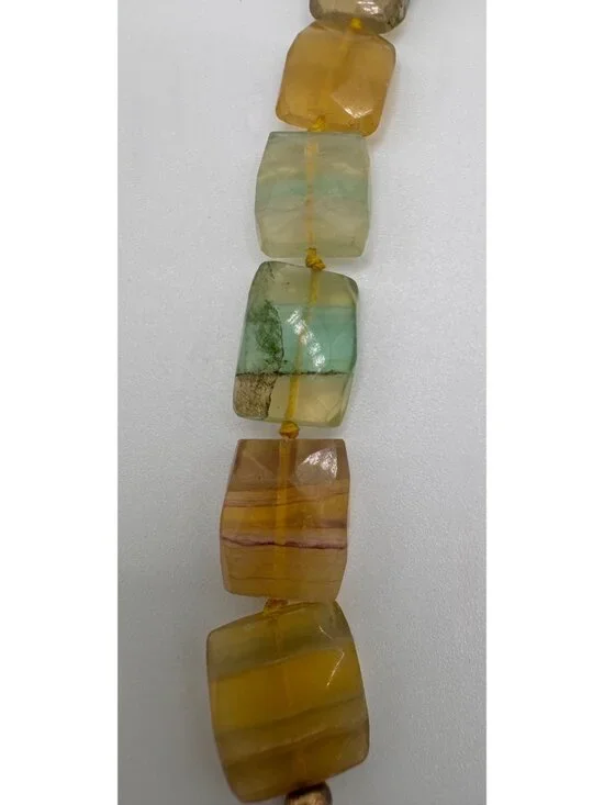 Faceted Fluorite Beaded Necklace Hand Knotted 925 Silver Chain Toggle 24” Artisa - Picture 6 of 11